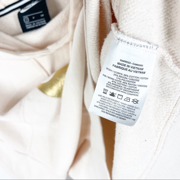 Nike Light Pink Logo Cropped Hooded Sweater Womens Size Small - Picture 7 of 7